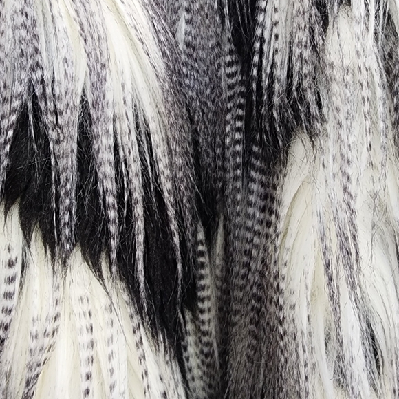 ADRIENNE LANDAU MULTI-COLOR FAUX FUR LONG SLEEVE COAT SIZE L FEATHERED ABSTRACT - Picture 7 of 9